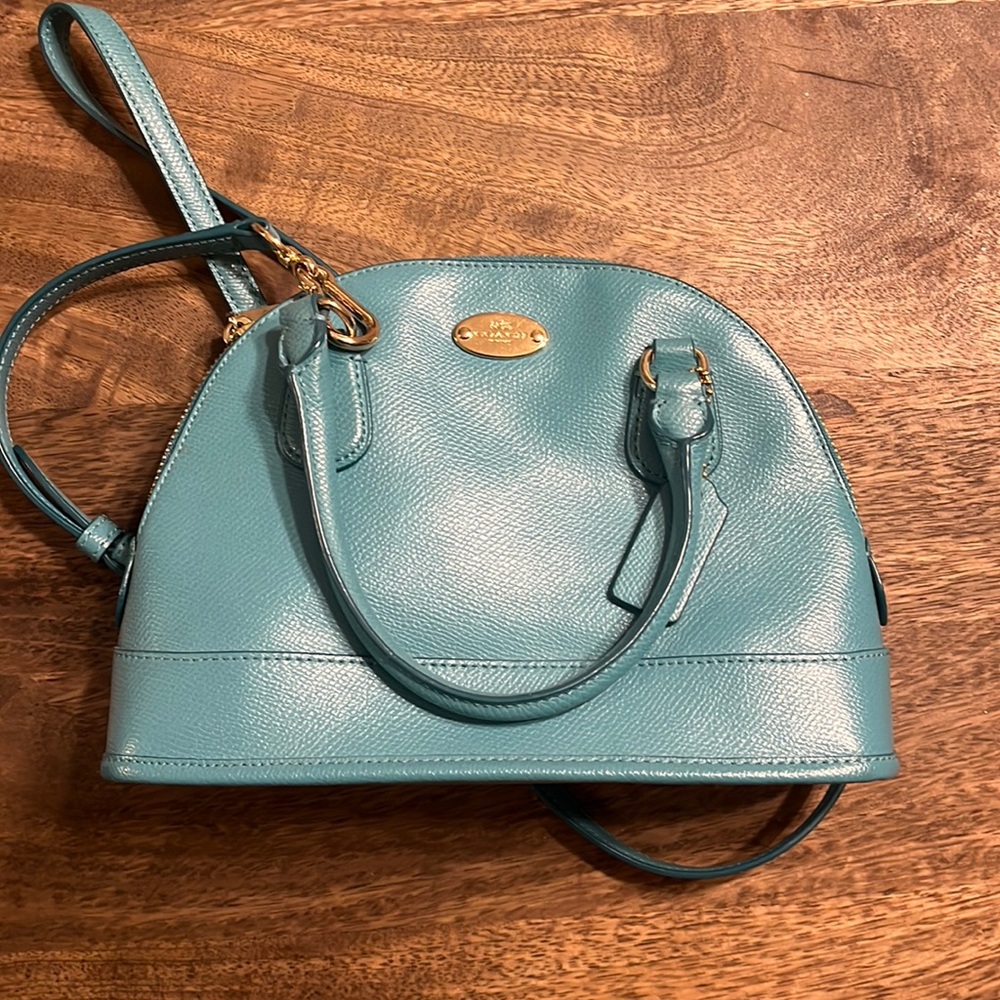 COACH Blue/Teal Small Handbag with Removable Crossbody strap